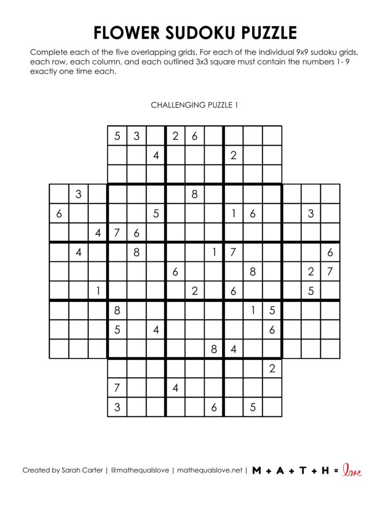 flower sudoku puzzle level challenging.