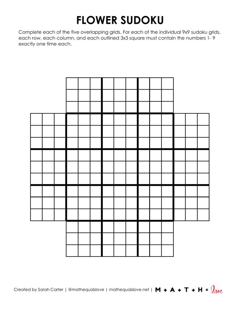 blank flower sudoku grid puzzle.