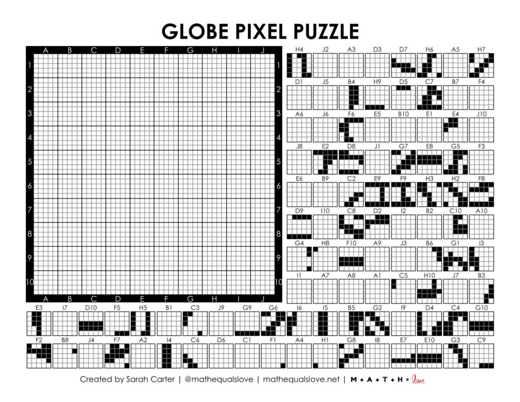 globe pixel puzzle worksheet.