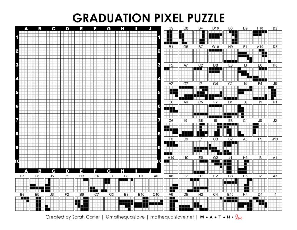 graduation pixel puzzle worksheet.