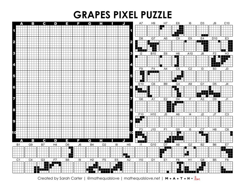 grapes pixel puzzle worksheet.