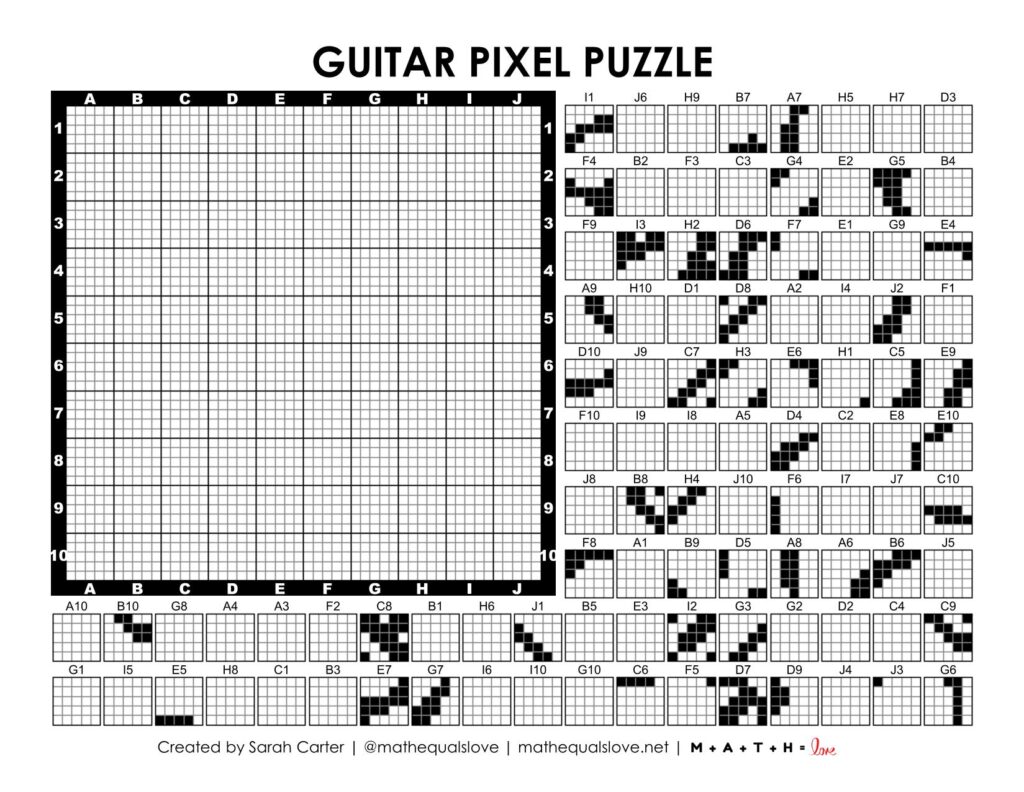 guitar pixel puzzle worksheet.
