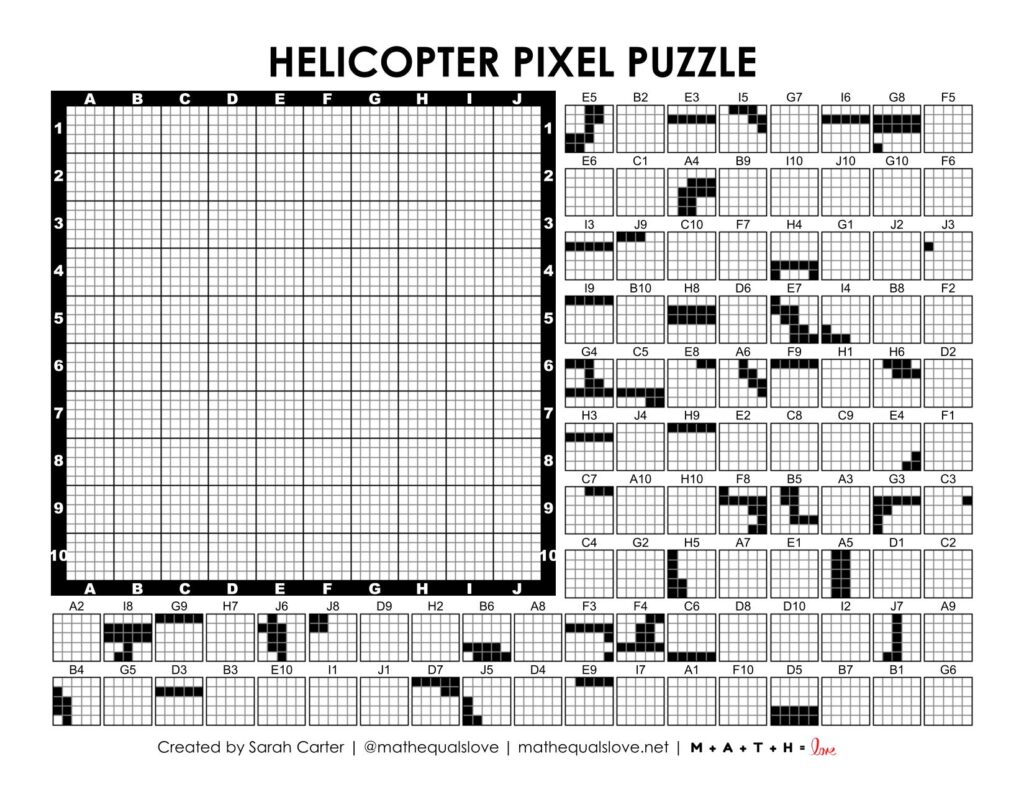 helicopter pixel puzzle worksheet.
