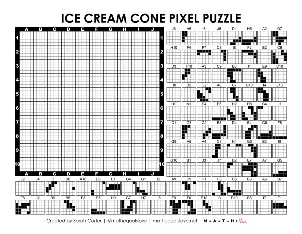 ice cream one pixel puzzle worksheet.