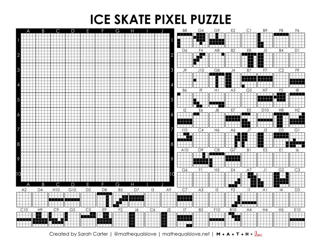 ice skate pixel puzzle worksheet.