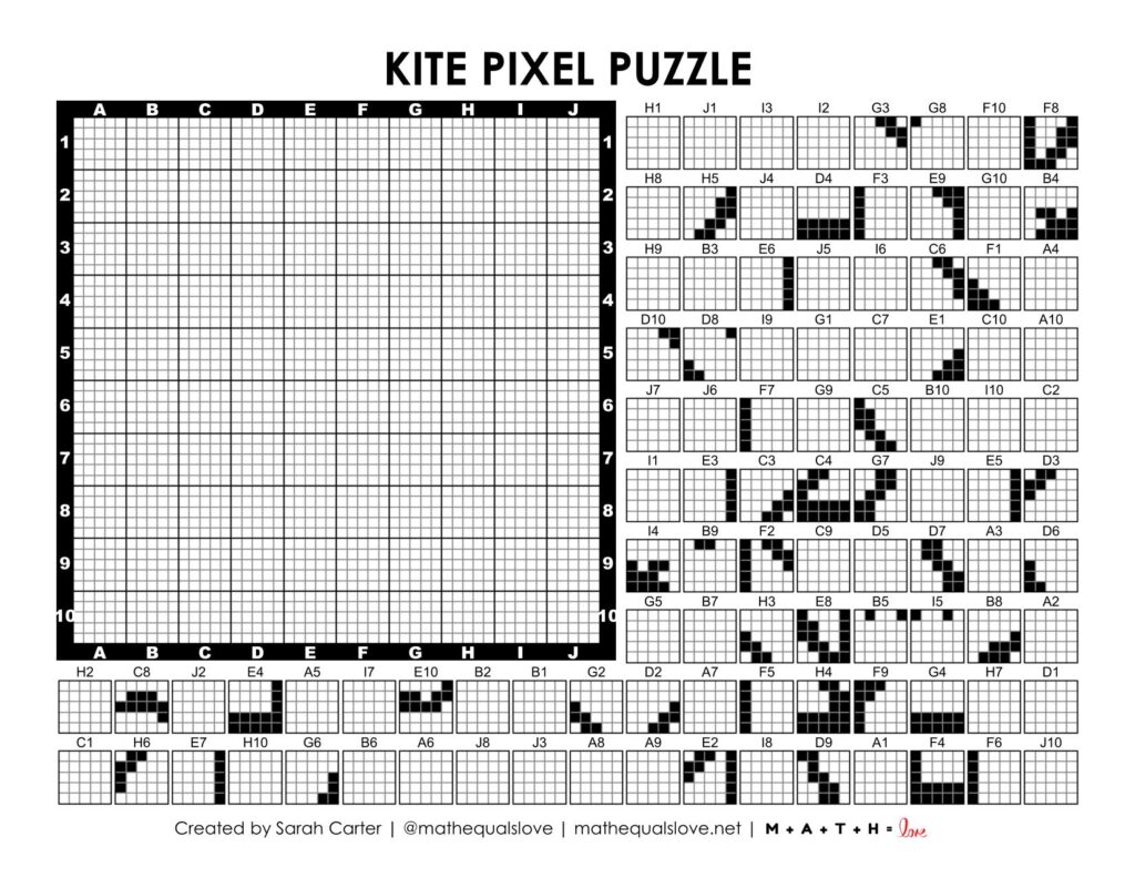 kite pixel puzzle worksheet.