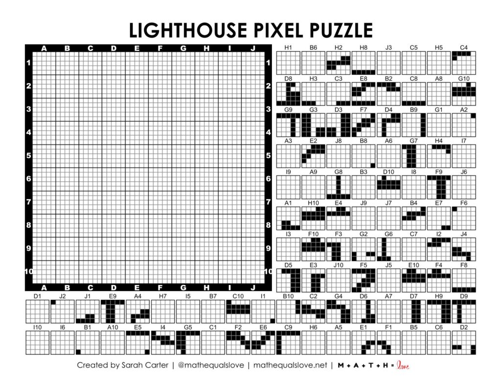 lighthouse pixel puzzle worksheet.
