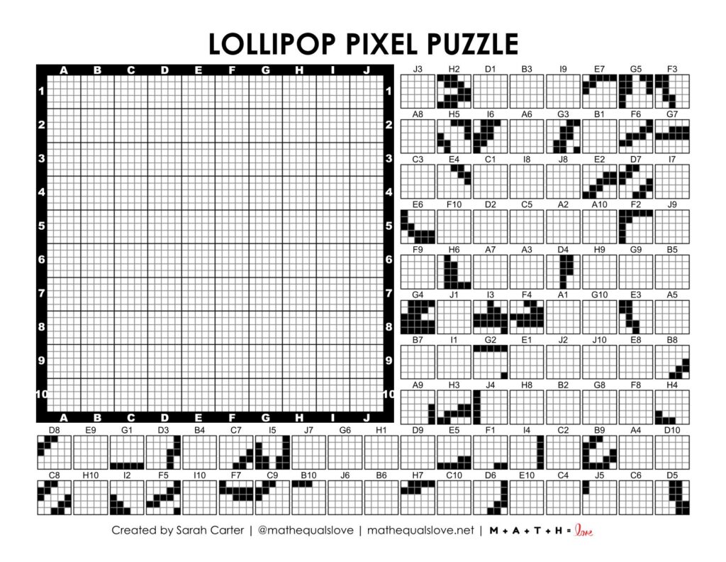 lollipop pixel puzzle worksheet.