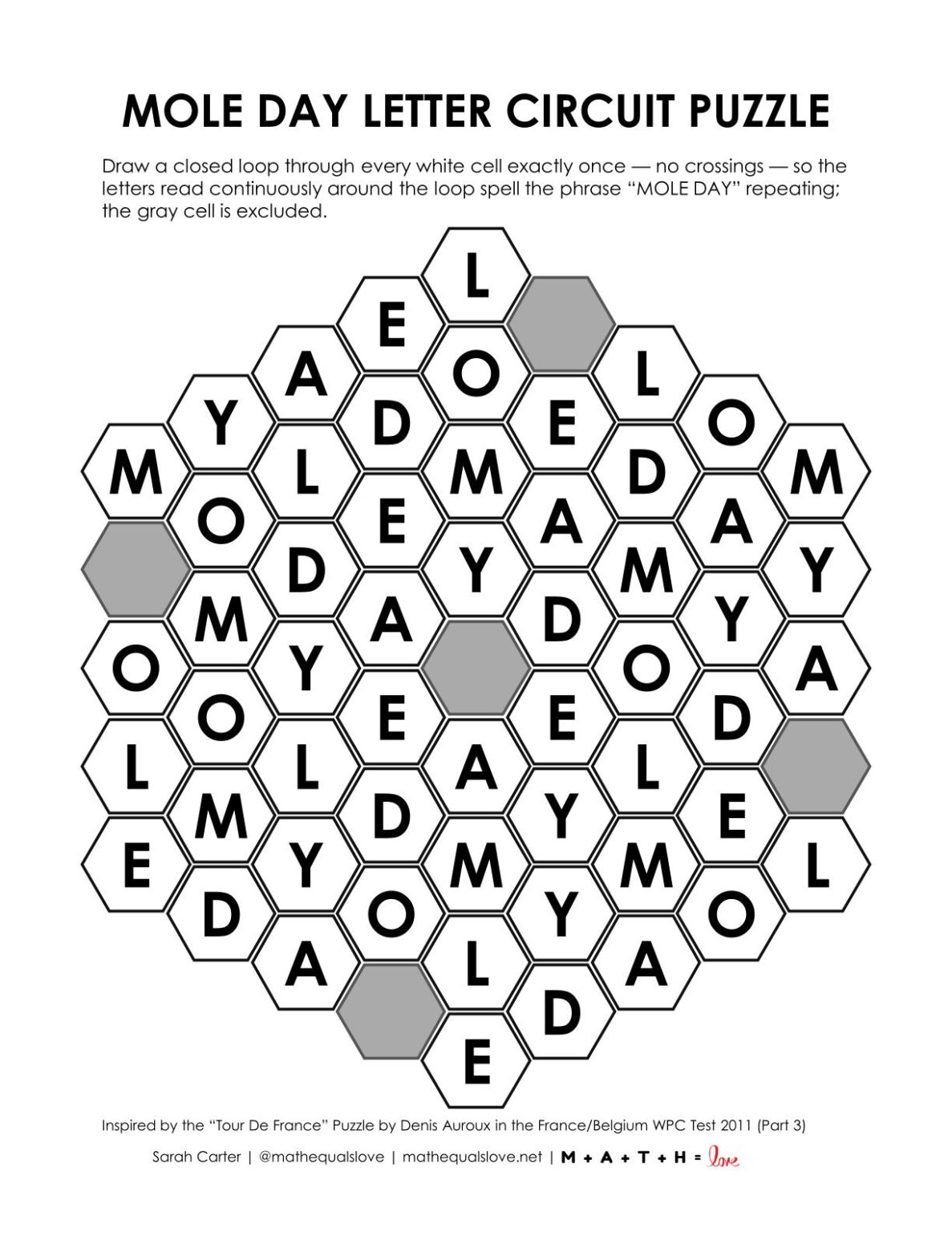 Instagram Letter.pdf Mole Day Letter Circuit Puzzle | Math = Love