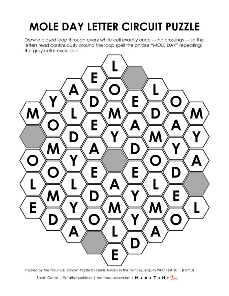 mole day letter circuit puzzle.