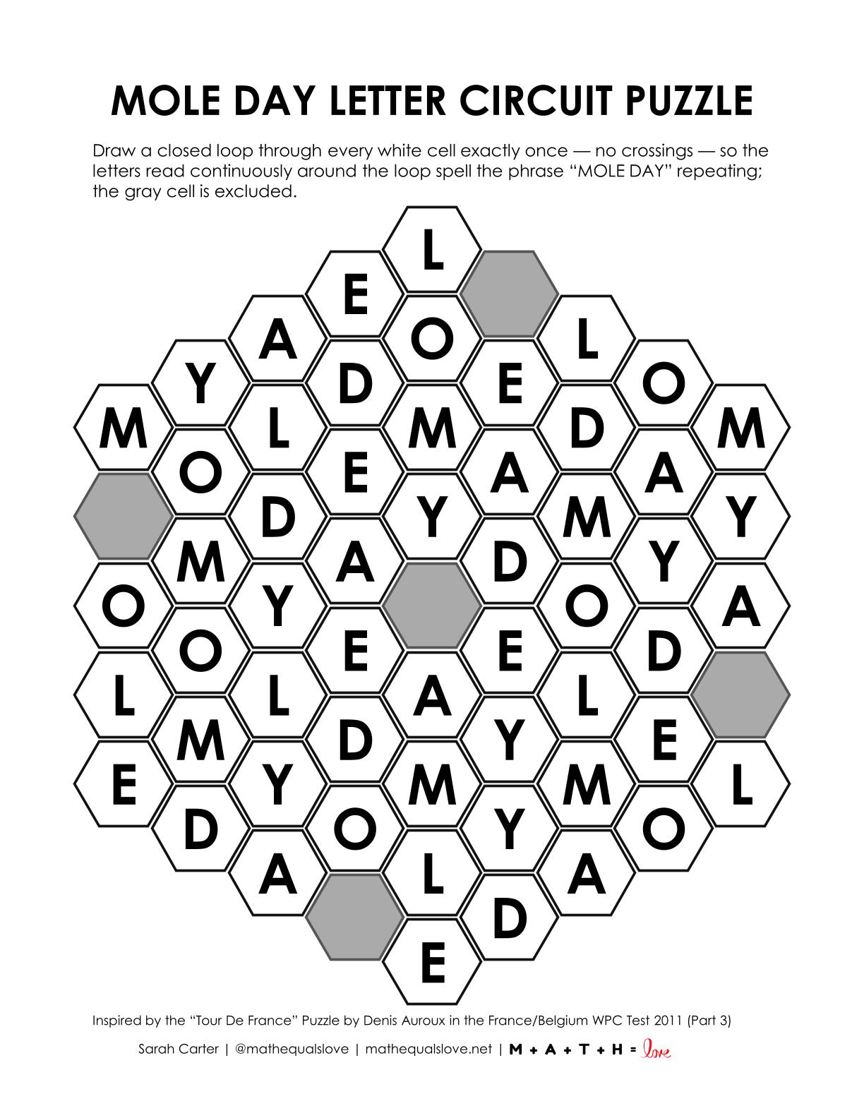 Instagram Letter.pdf Mole Day Letter Circuit Puzzle | Math = Love