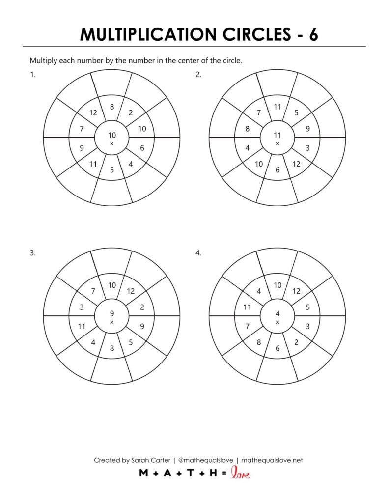 multiplication circle practice worksheet pdf.