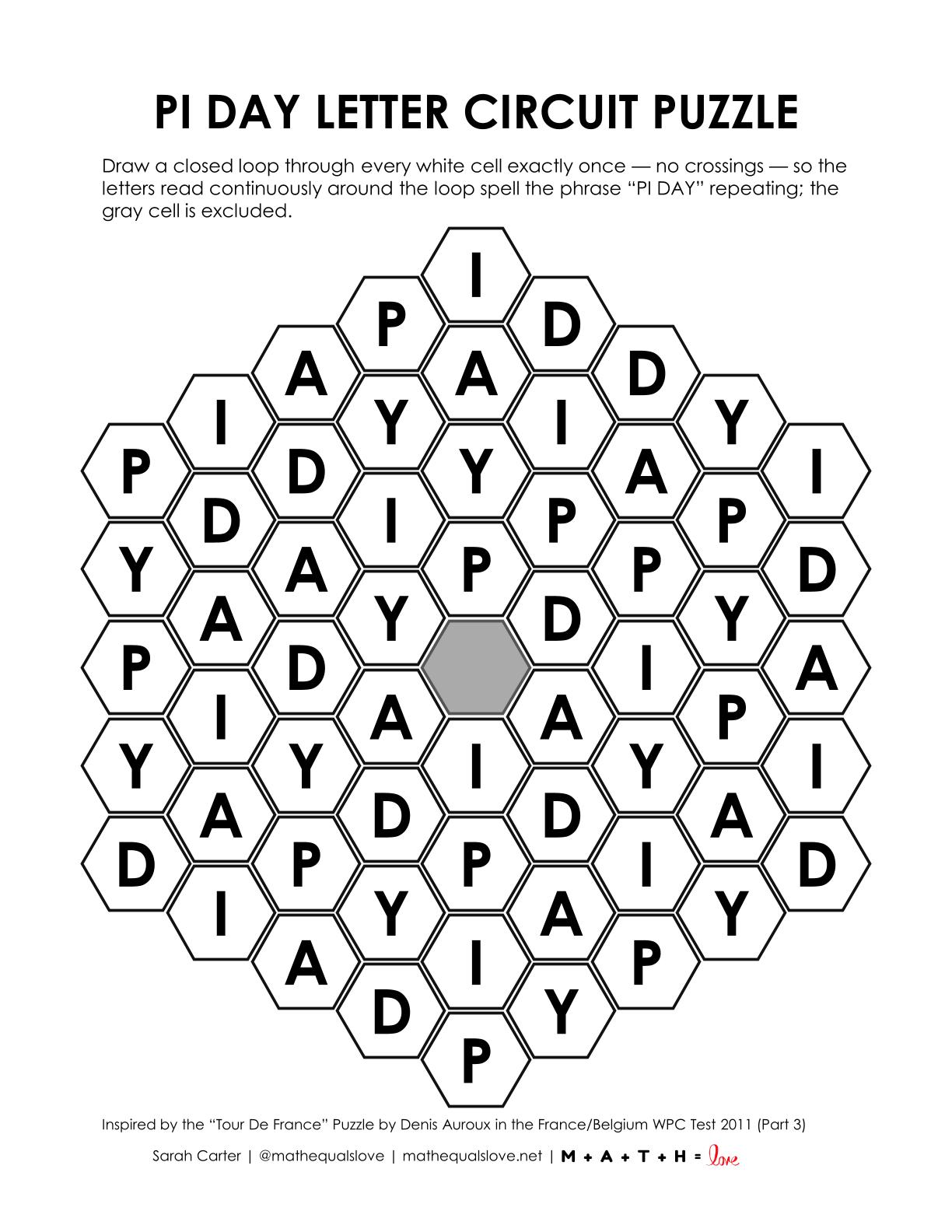 Instagram Letter.pdf Pi Day Letter Circuit Puzzle | Math = Love