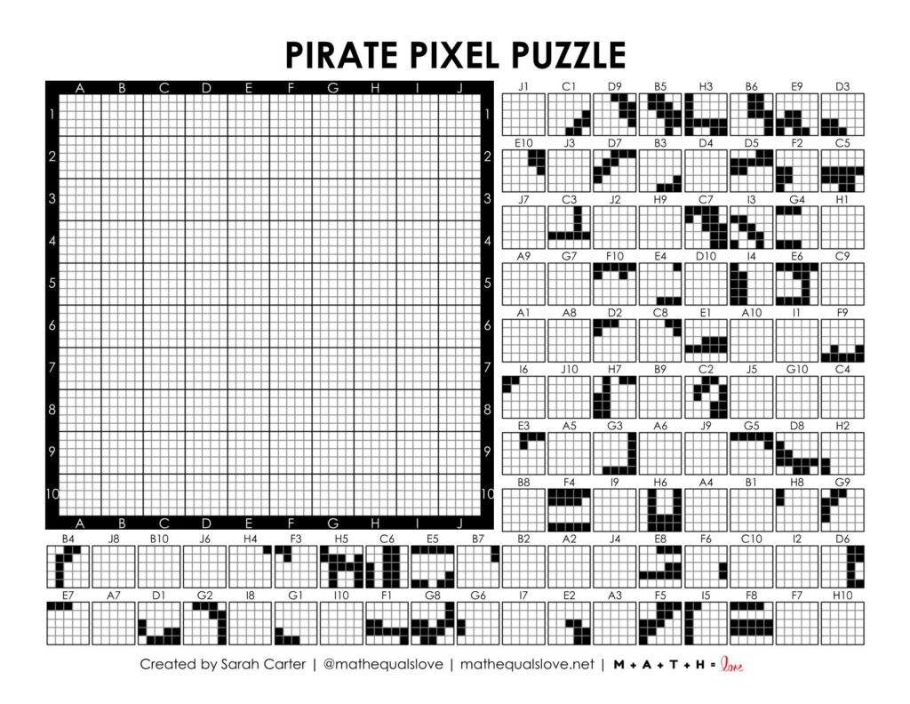 pirate pixel puzzle worksheet.
