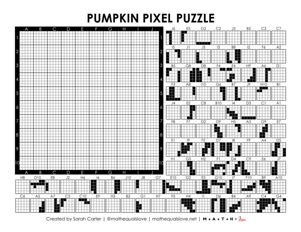 pumpkin pixel puzzle worksheet.