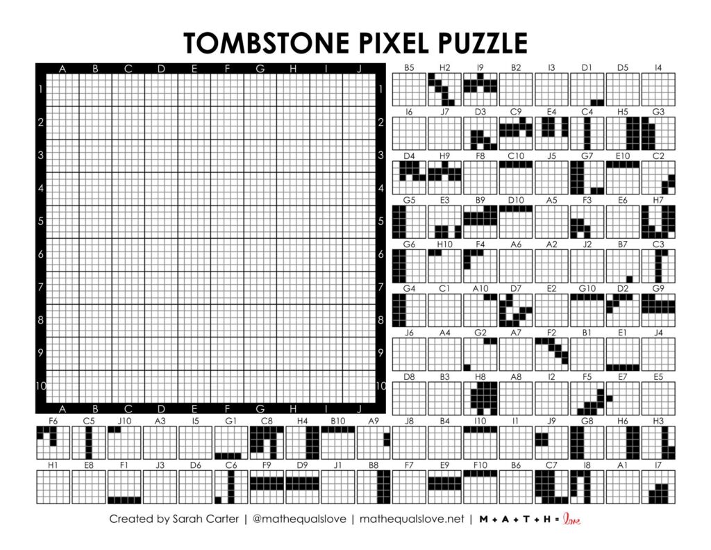 tombstone pixel puzzle worksheet.