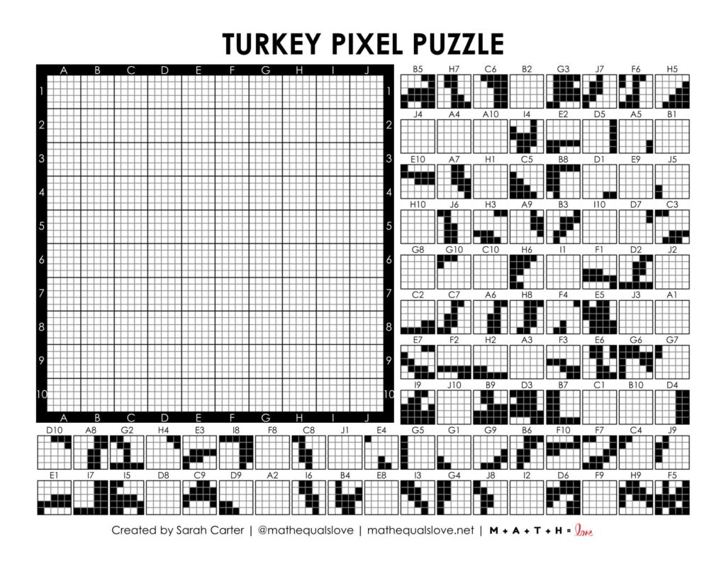 turkey pixel puzzle worksheet.