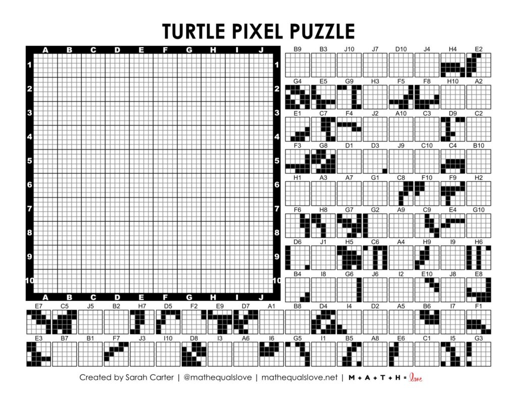 turtle pixel puzzle worksheet.