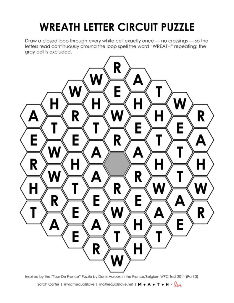 wreath christmas letter circuit puzzle.