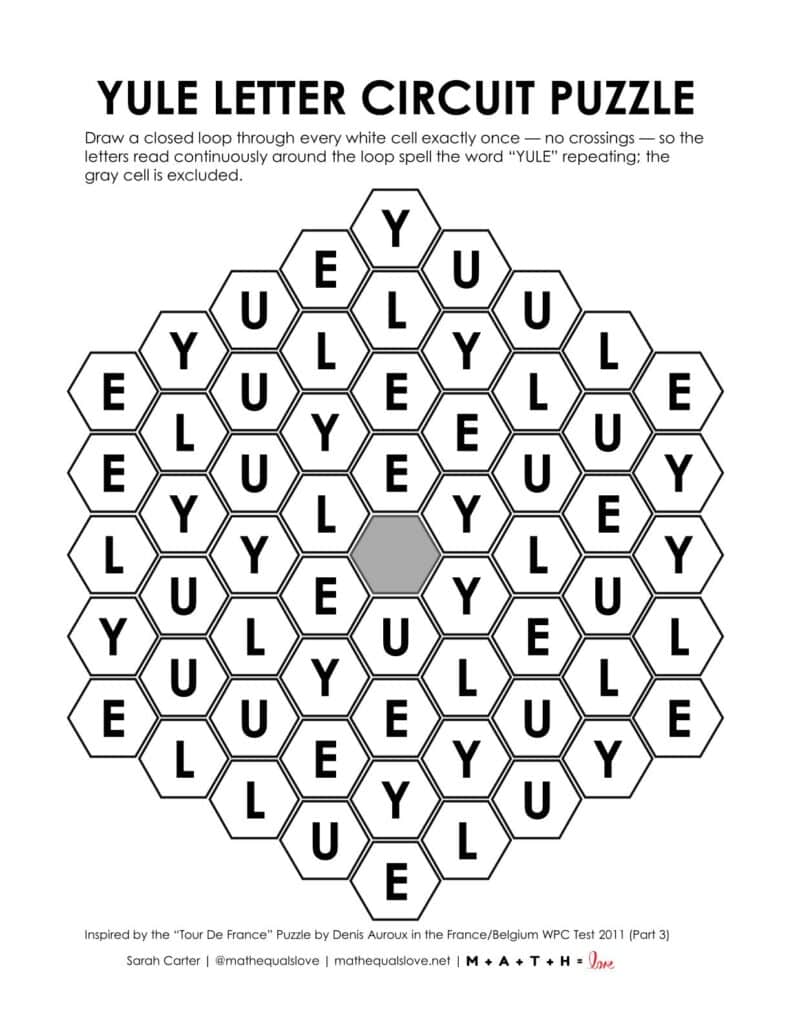 yule winter christmas letter circuit puzzle.