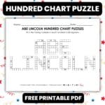 abraham lincoln hundred chart puzzle worksheet.