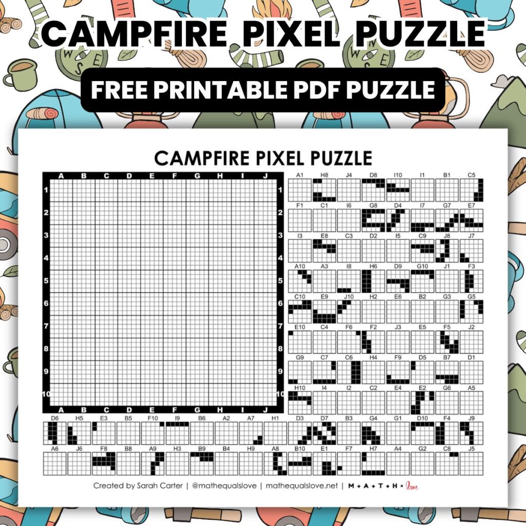 campfire pixel puzzle worksheet