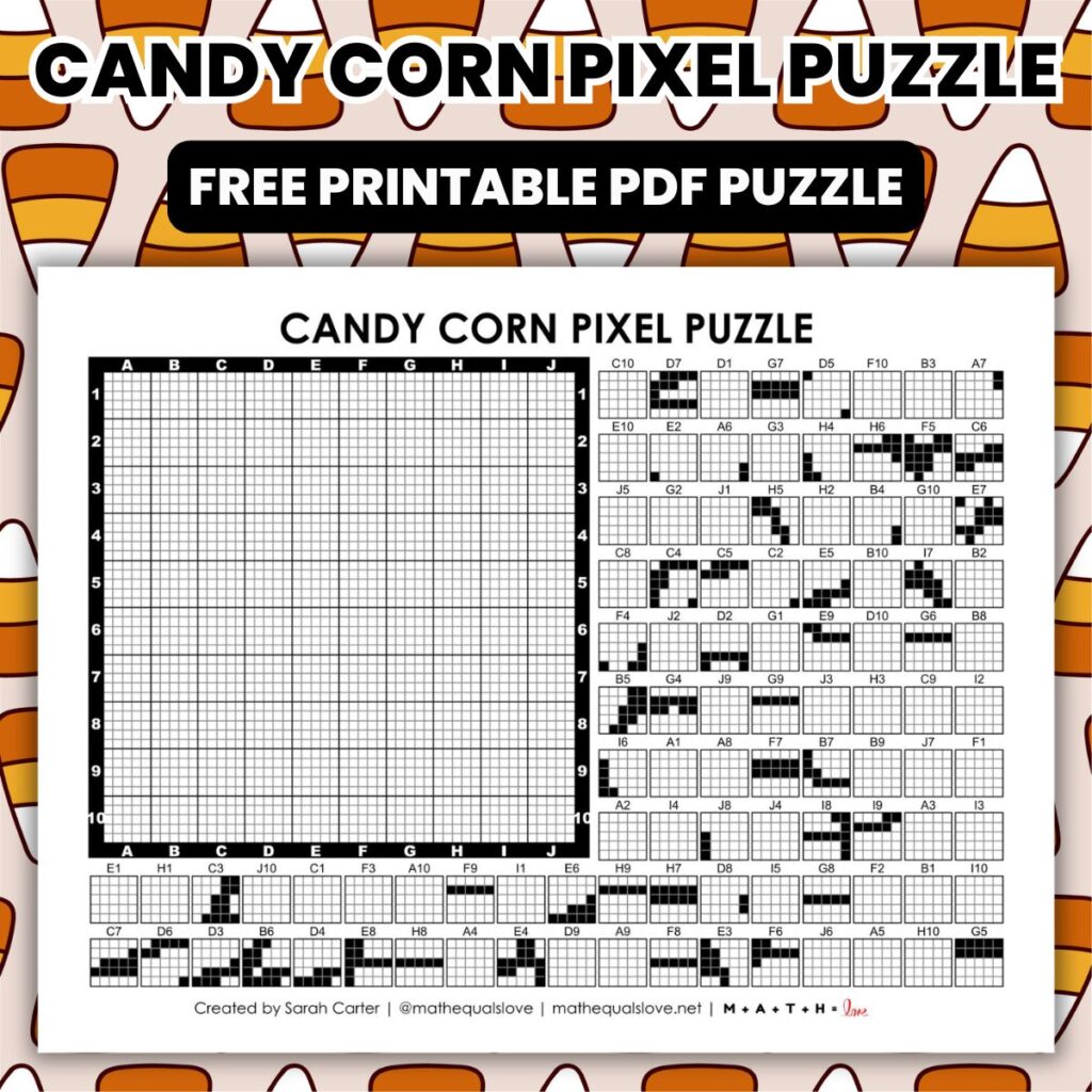 candy corn pixel puzzle worksheet.