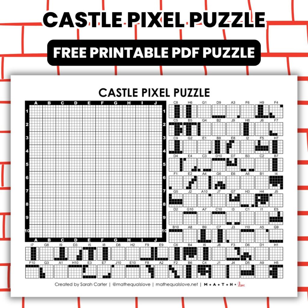 castle pixel puzzle worksheet.