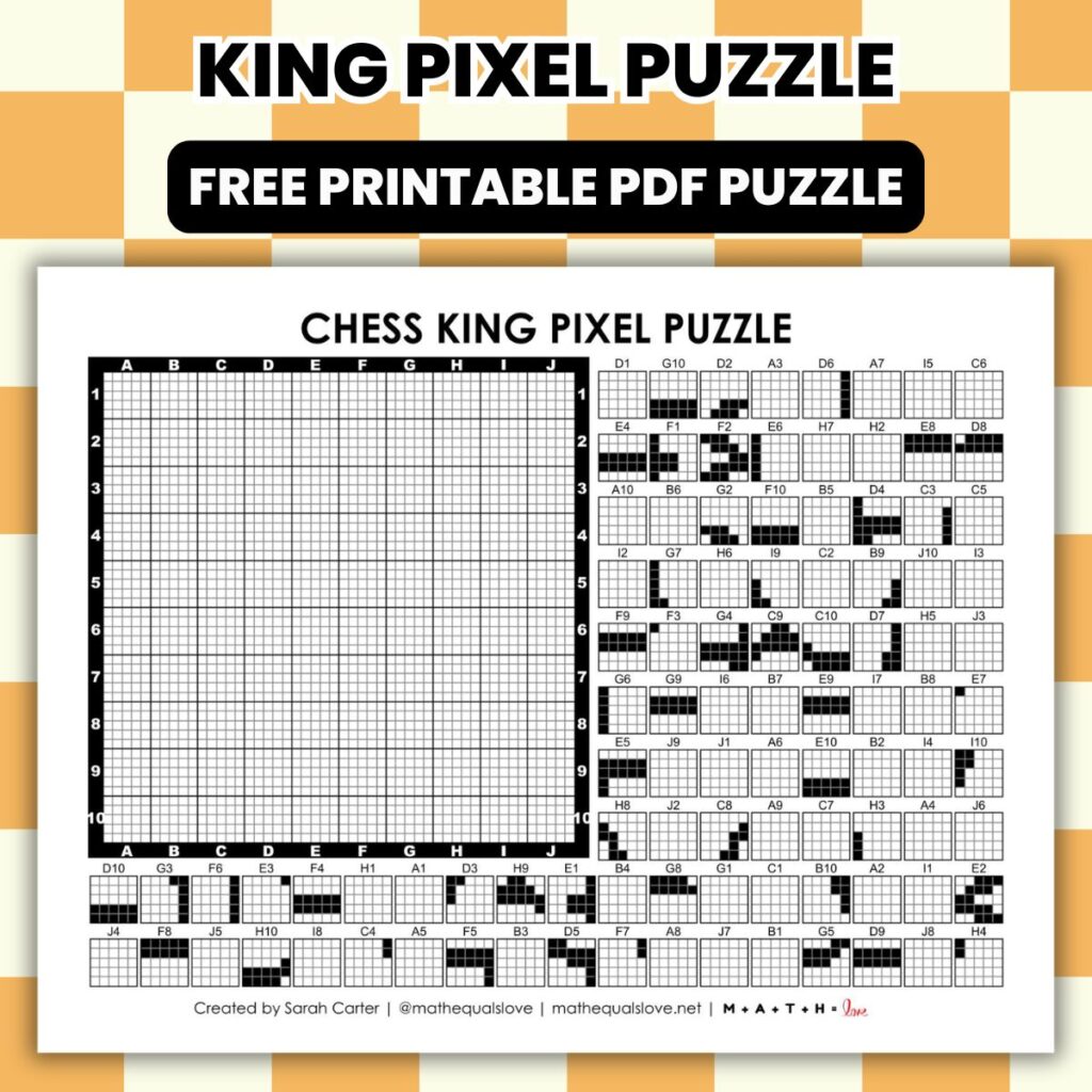 chess king pixel puzzle worksheet.
