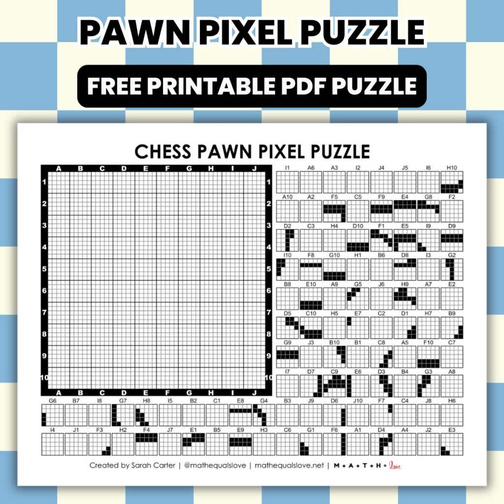 chess pawn pixel puzzle worksheet.