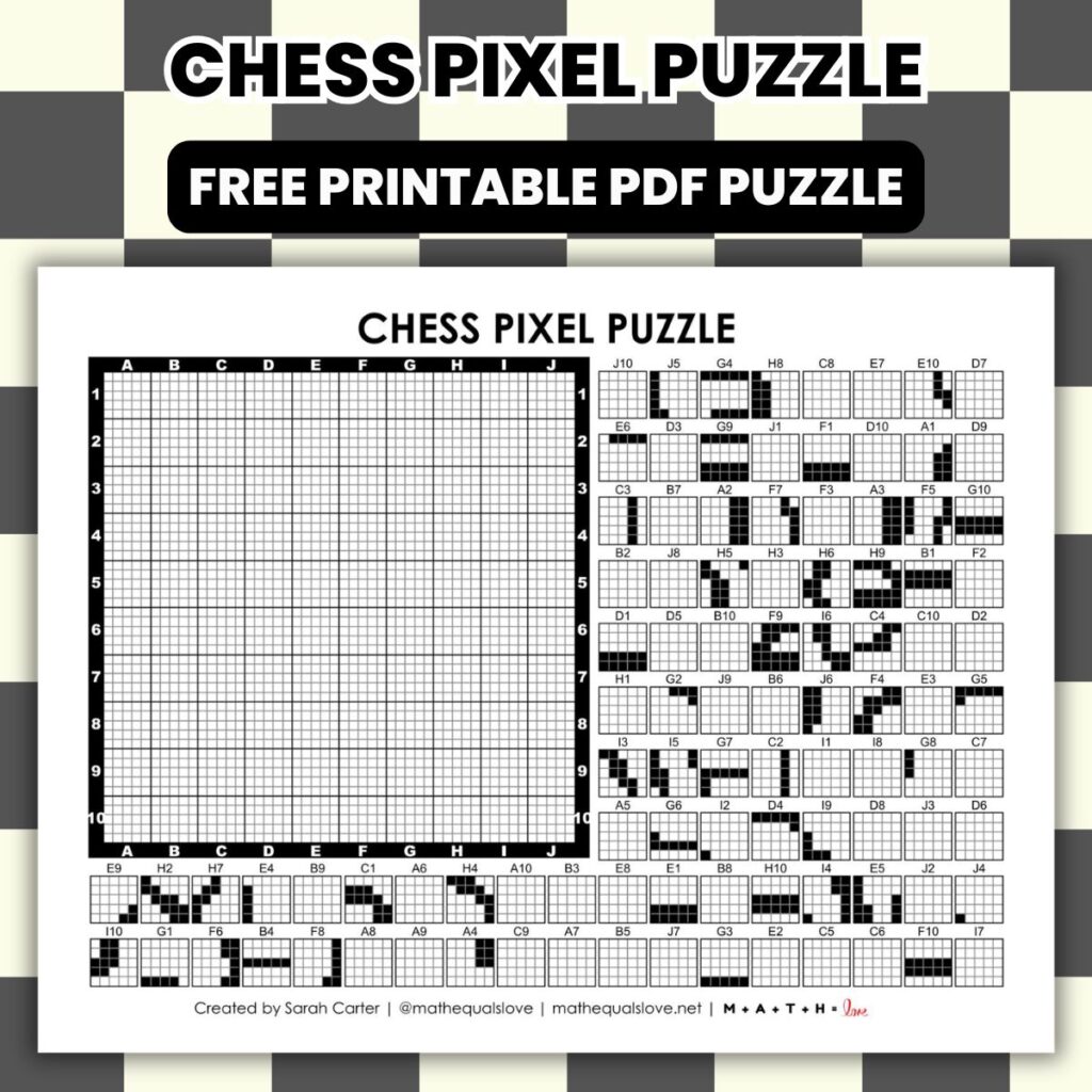 chess pixel puzzle worksheet.