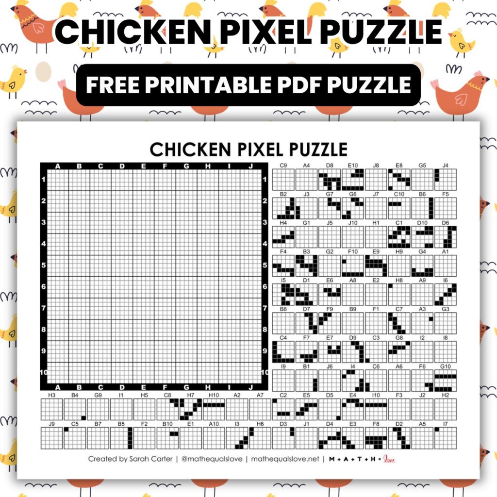 chicken pixel puzzle worksheet.