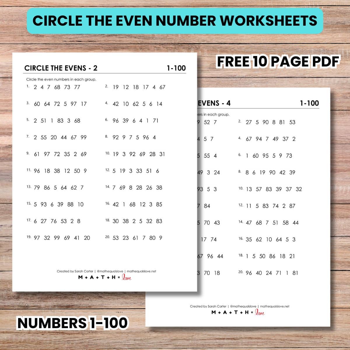 circle the even numbers worksheet.