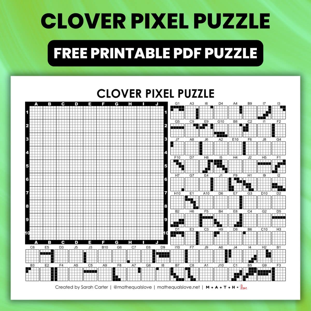 clover pixel puzzle worksheet.