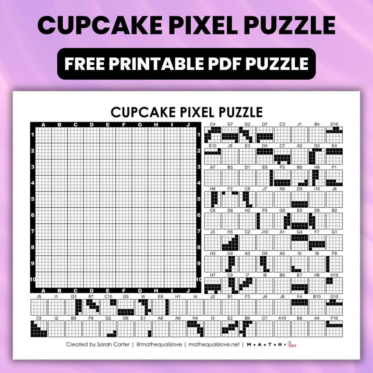 Cupcake Pixel Puzzle | Math = Love