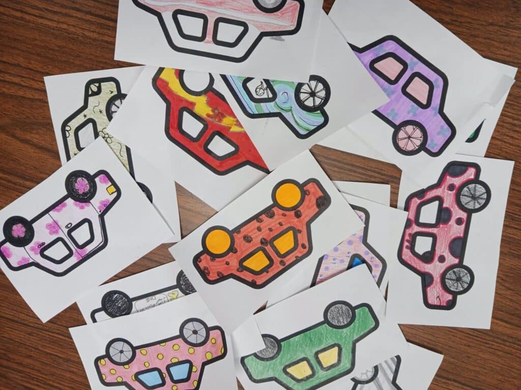 colored cars for derivers license activity.