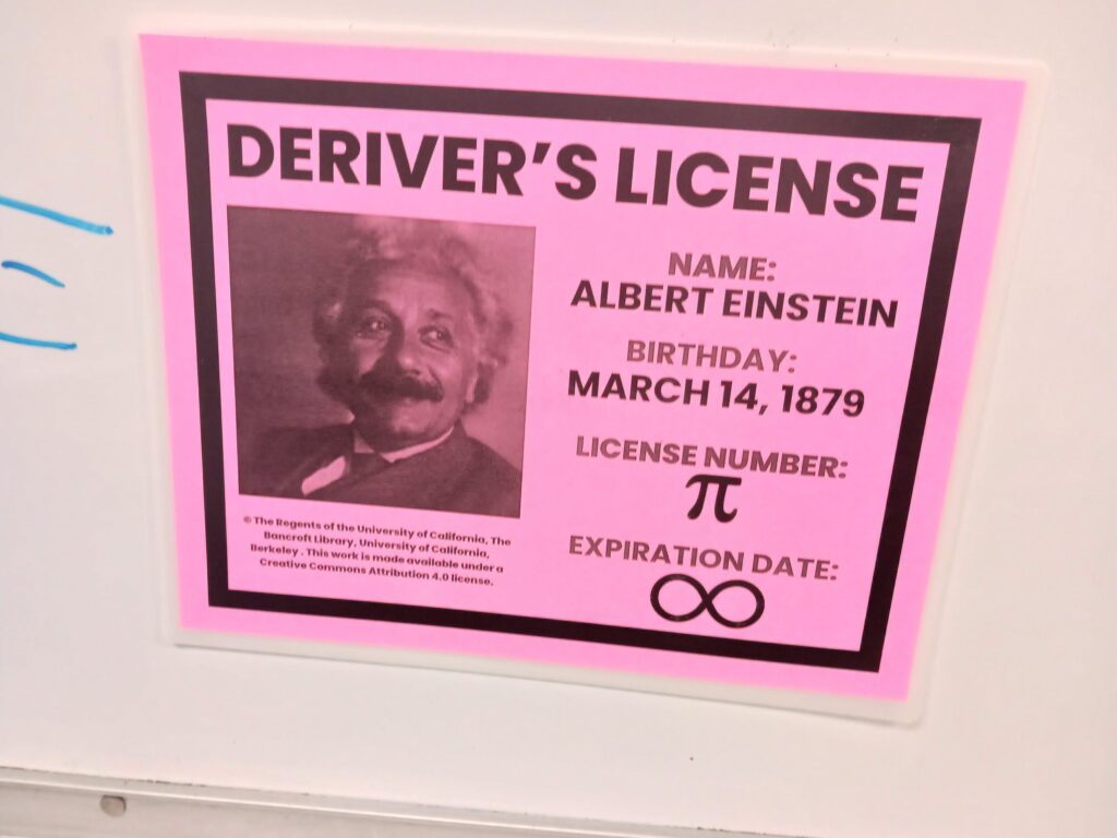 Albert Einstein Deriver's License Poster.