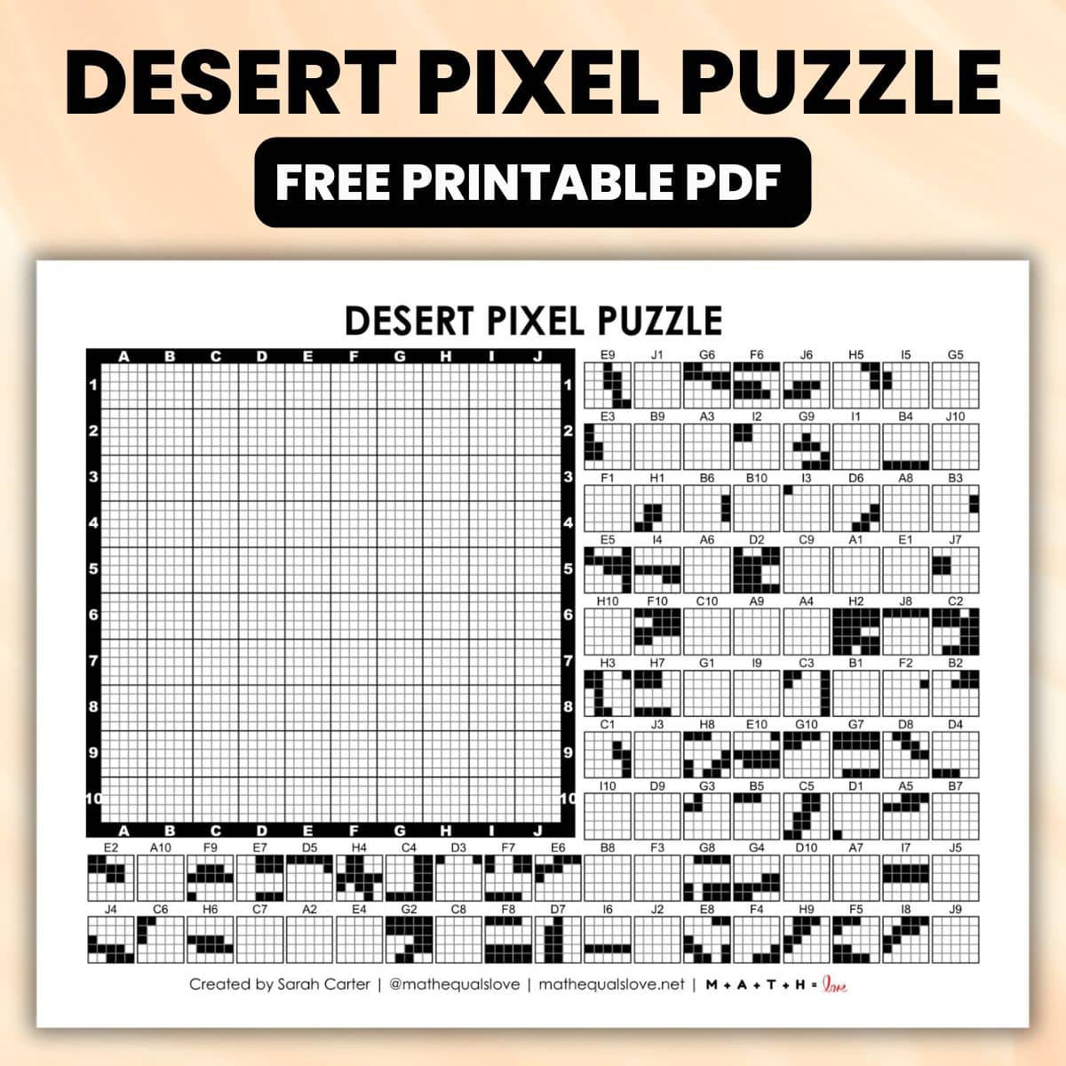 Desert Pixel Puzzle | Math = Love