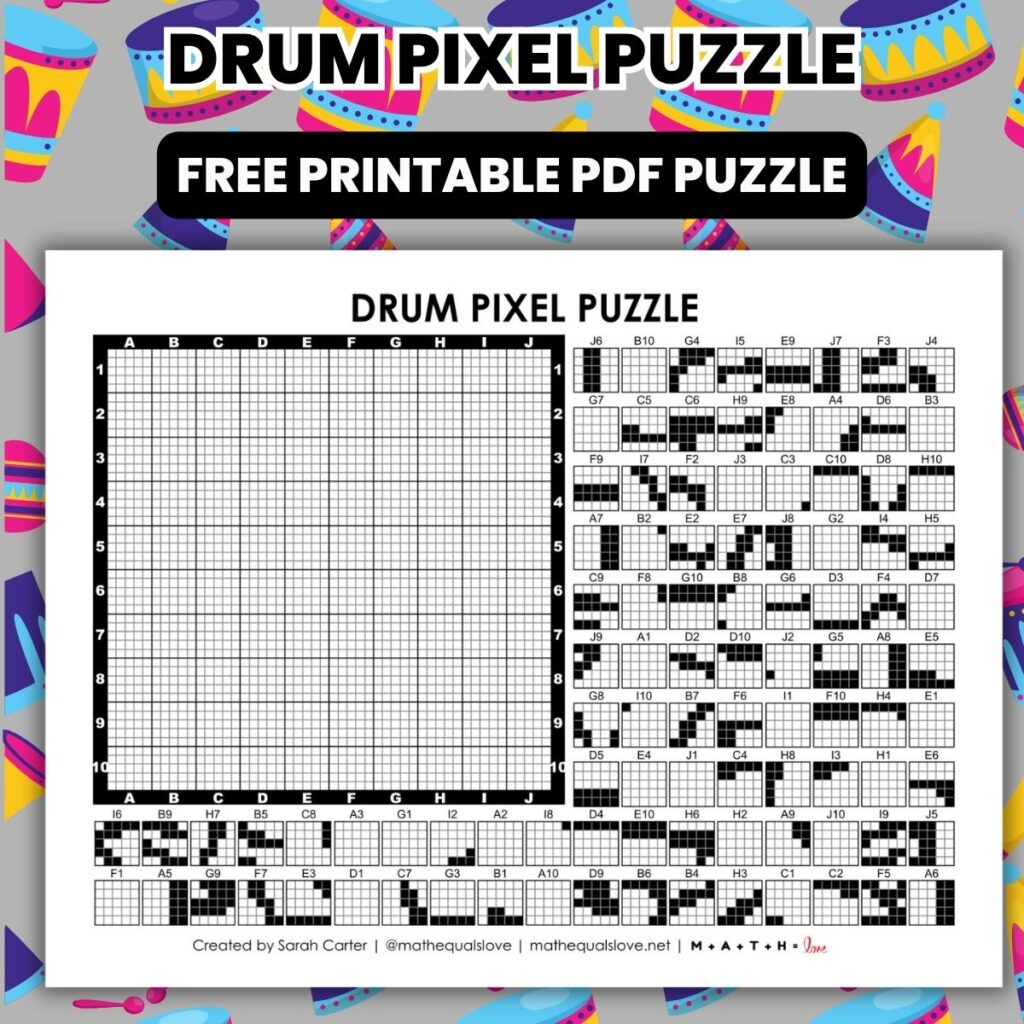 drum pixel puzzle worksheet.