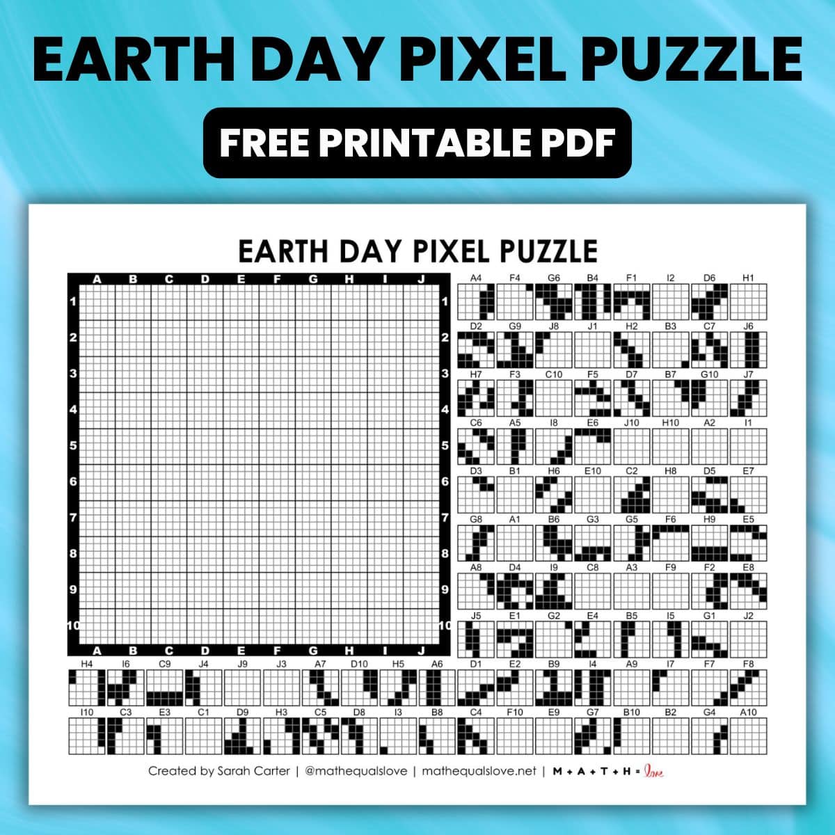 Earth Day Pixel Puzzle | Math = Love