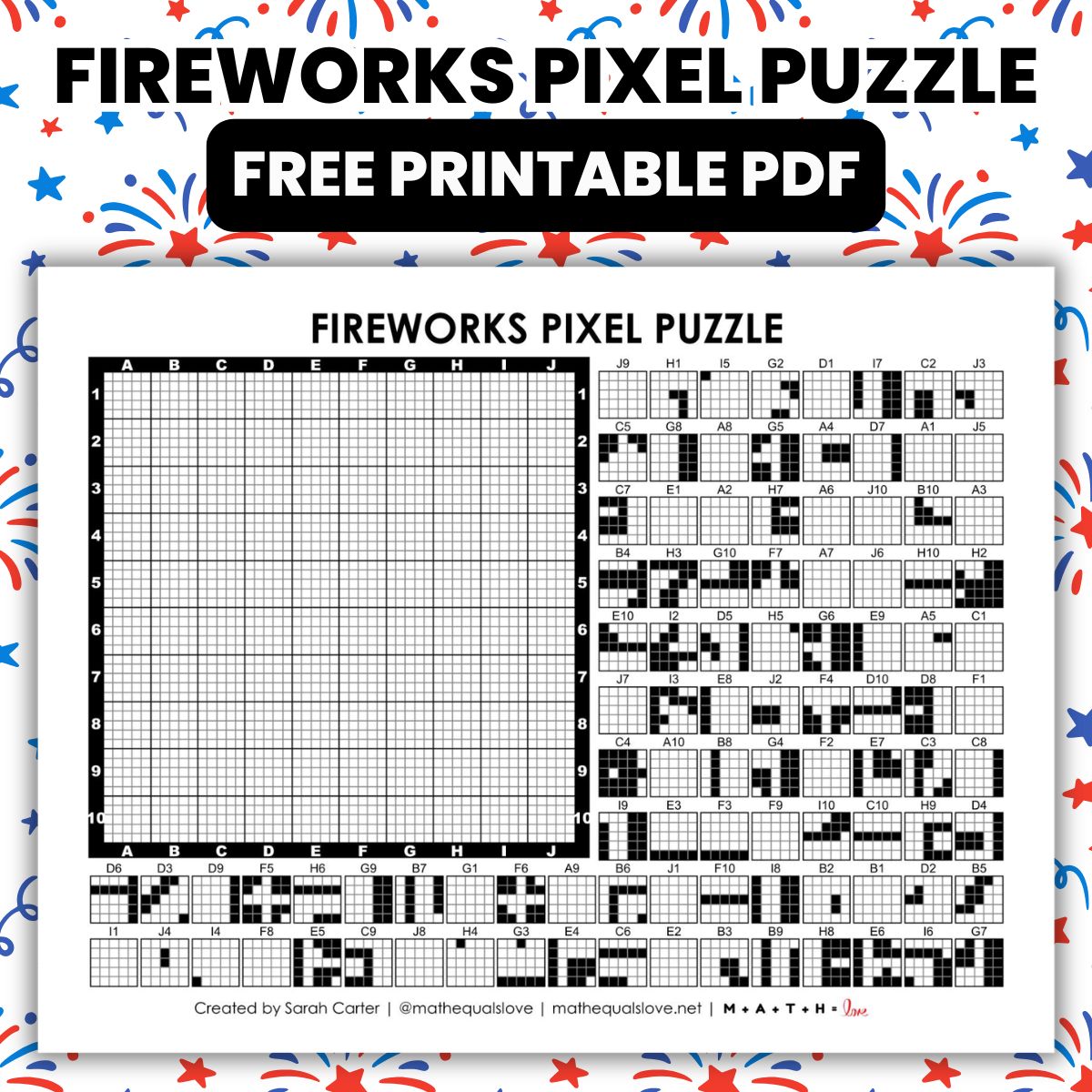 Fireworks Pixel Puzzle | Math = Love