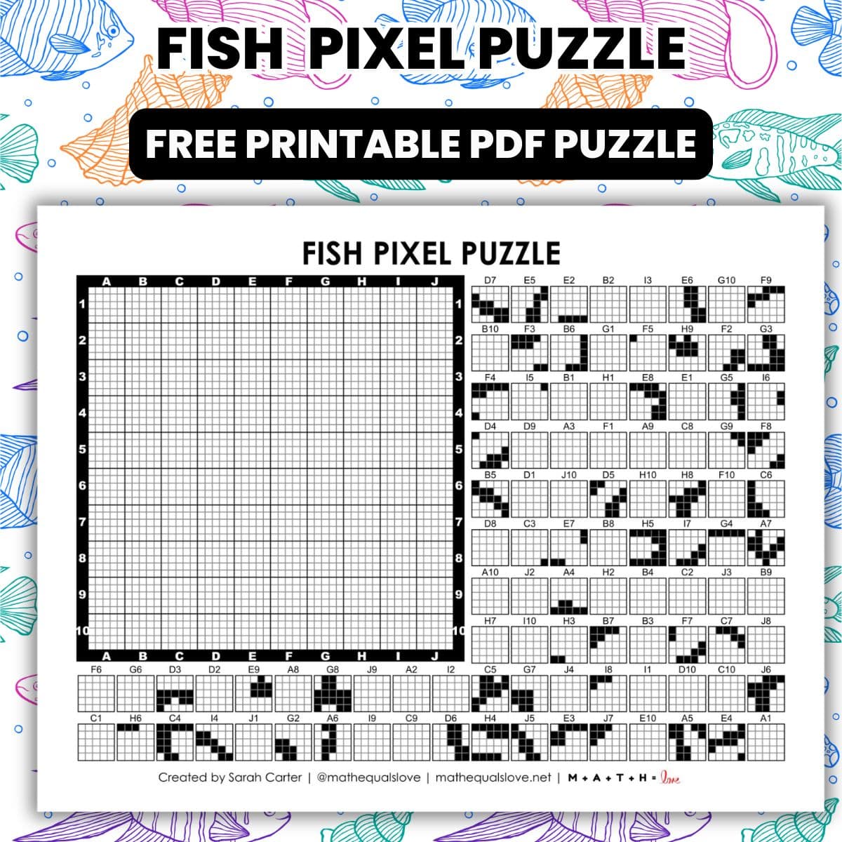 Fish Pixel Puzzle | Math = Love