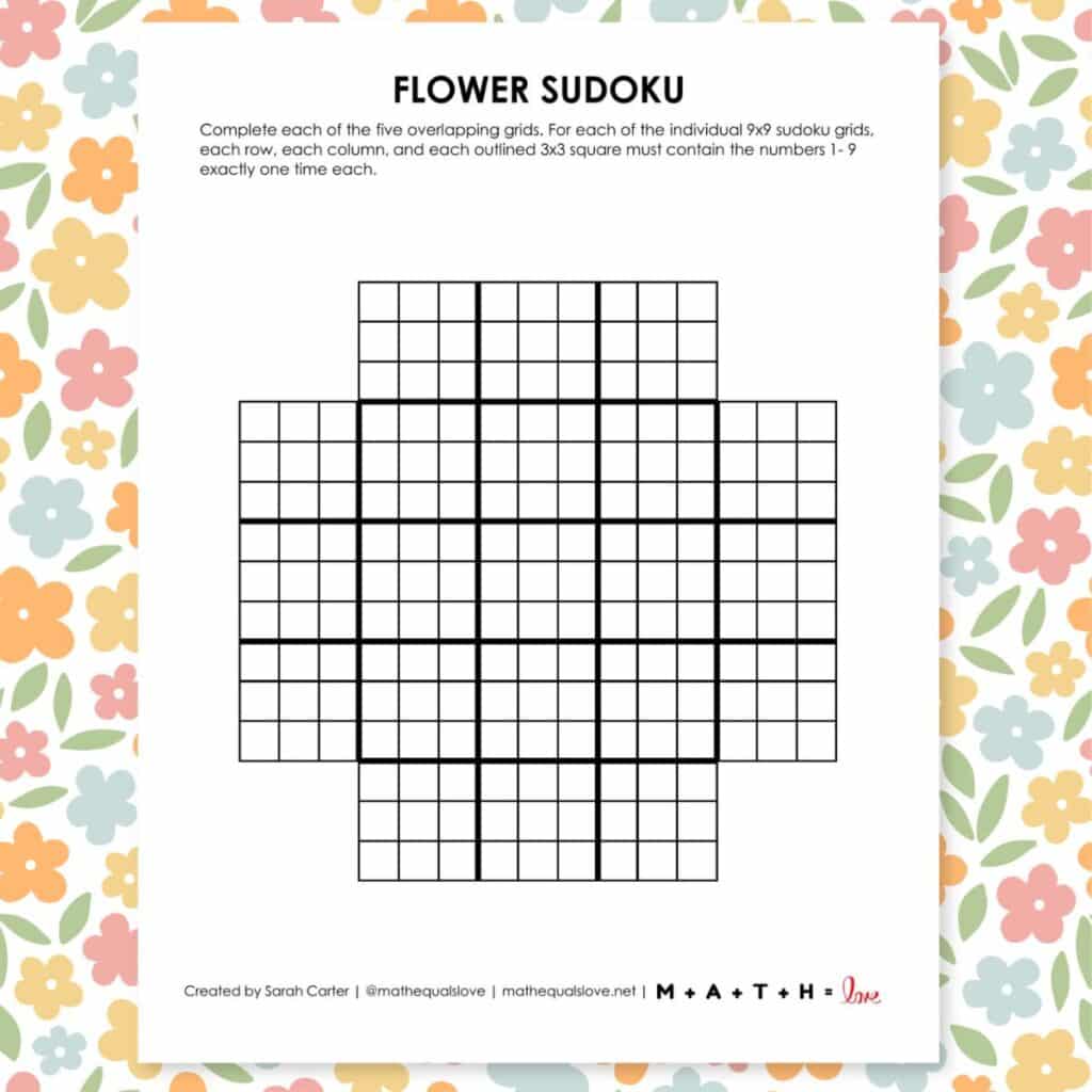 flower sudoku blank puzzle grid pdf.