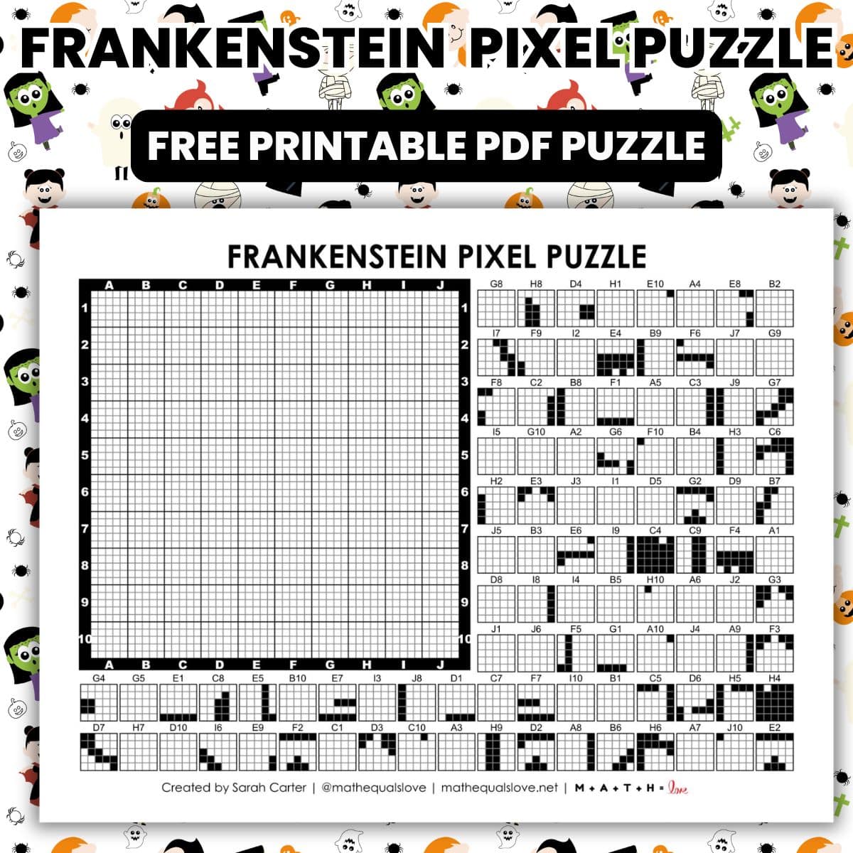 Frankenstein Pixel Puzzle | Math = Love
