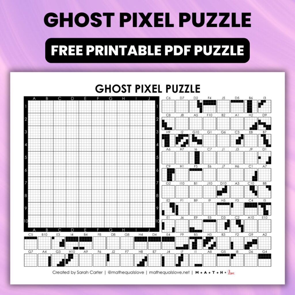 ghost pixel puzzle for halloween.