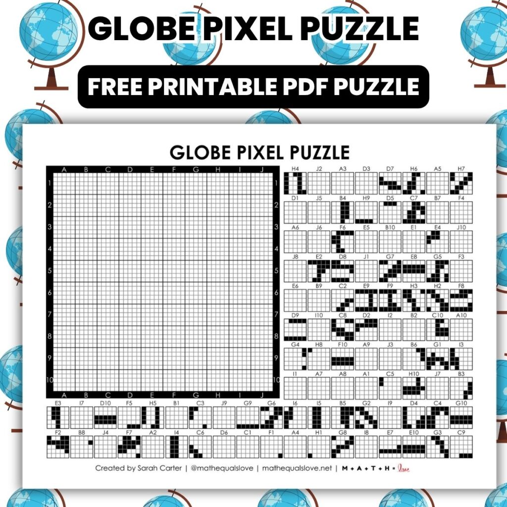 globe geography pixel puzzle worksheet.