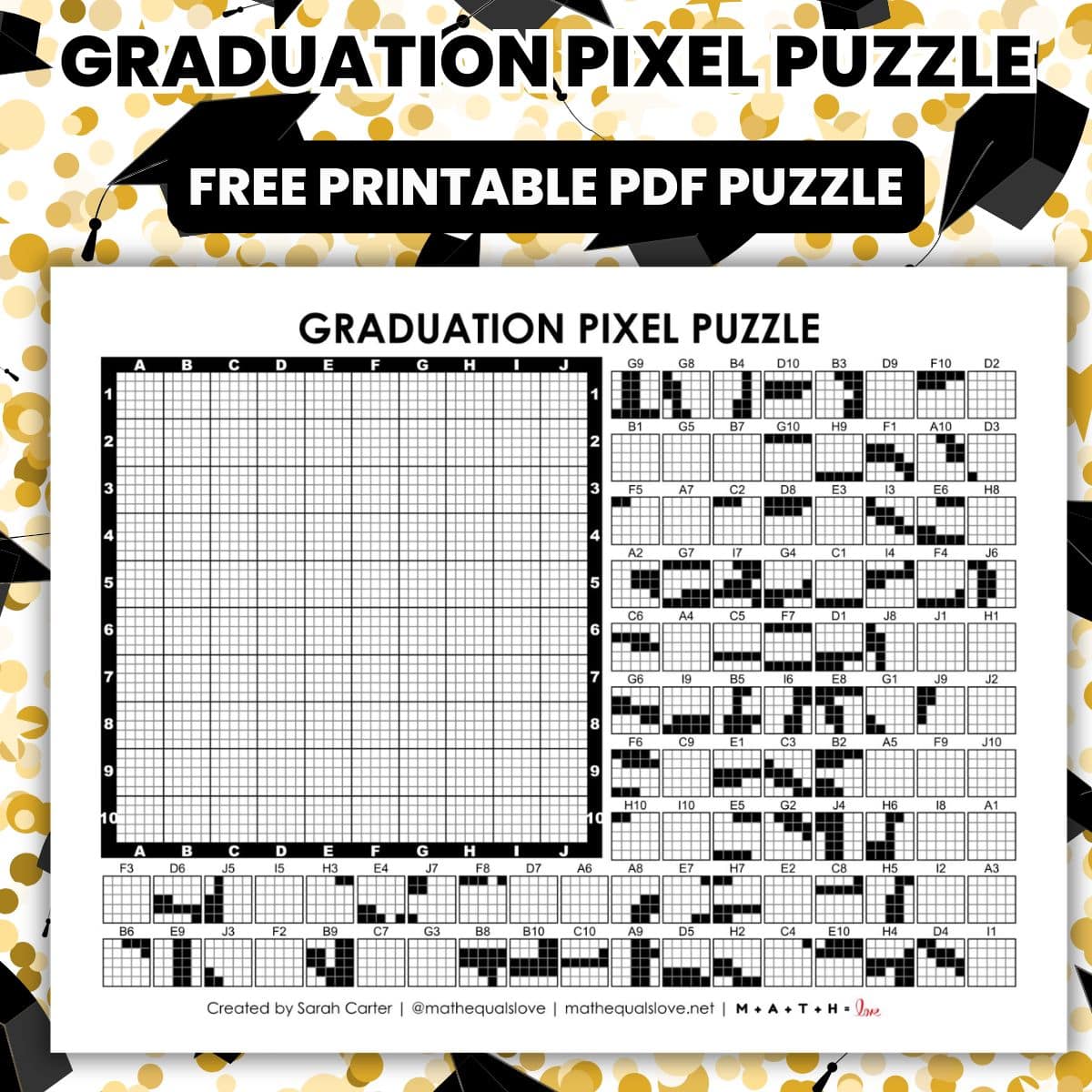 Graduation Pixel Puzzle | Math = Love