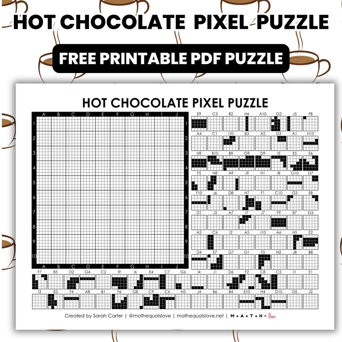 hot chocolate pixel puzzle worksheet (hot cocoa)