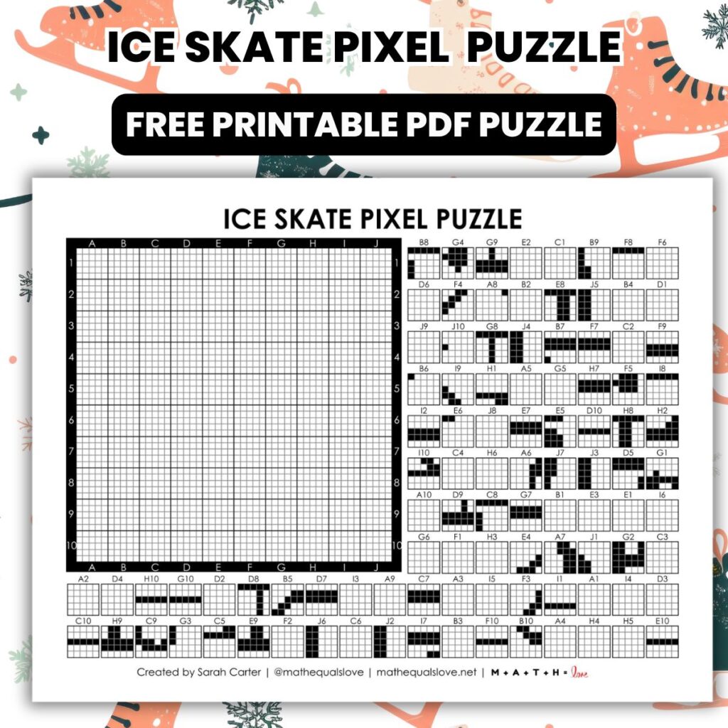ice skate pixel puzzle worksheet.