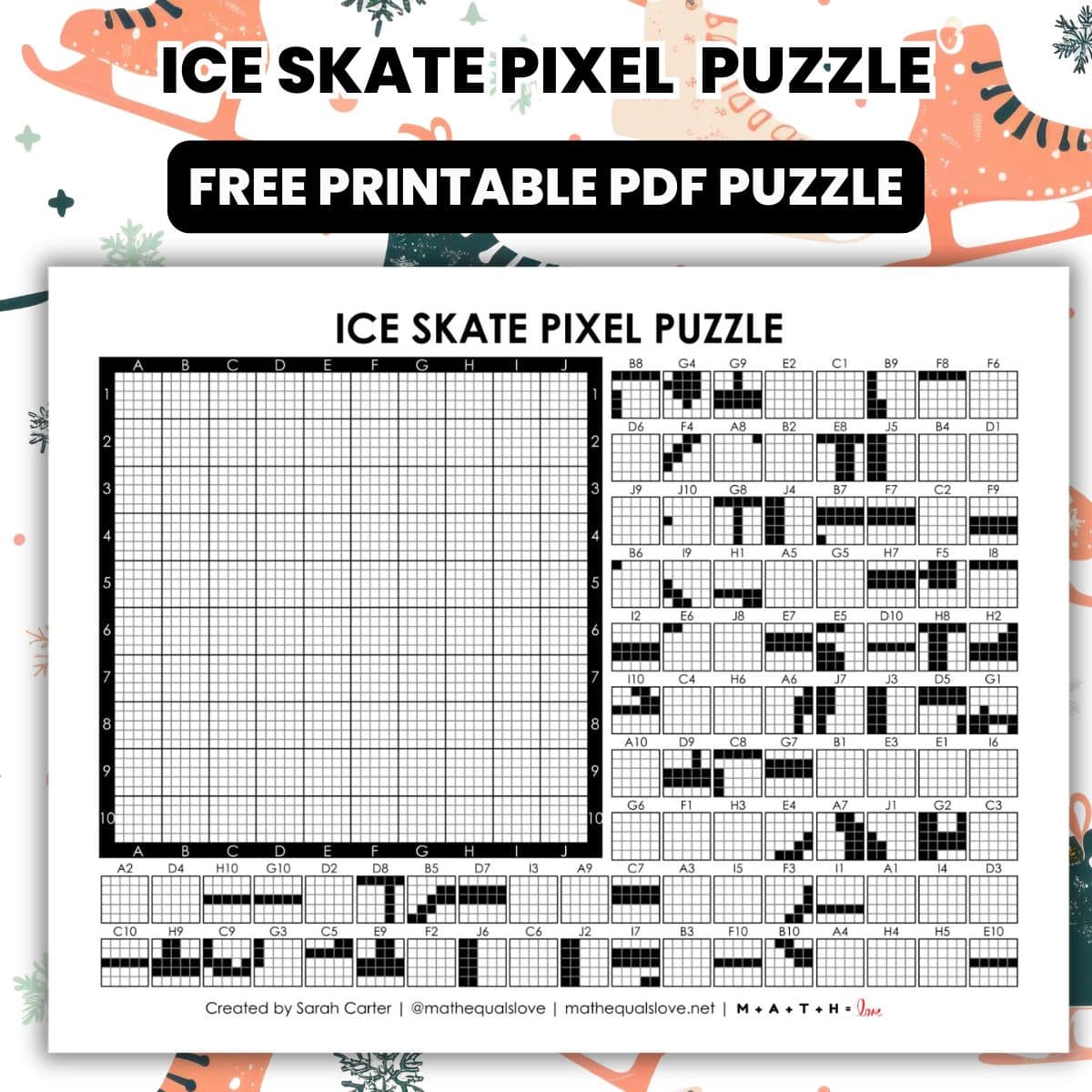 ice skate pixel puzzle worksheet.